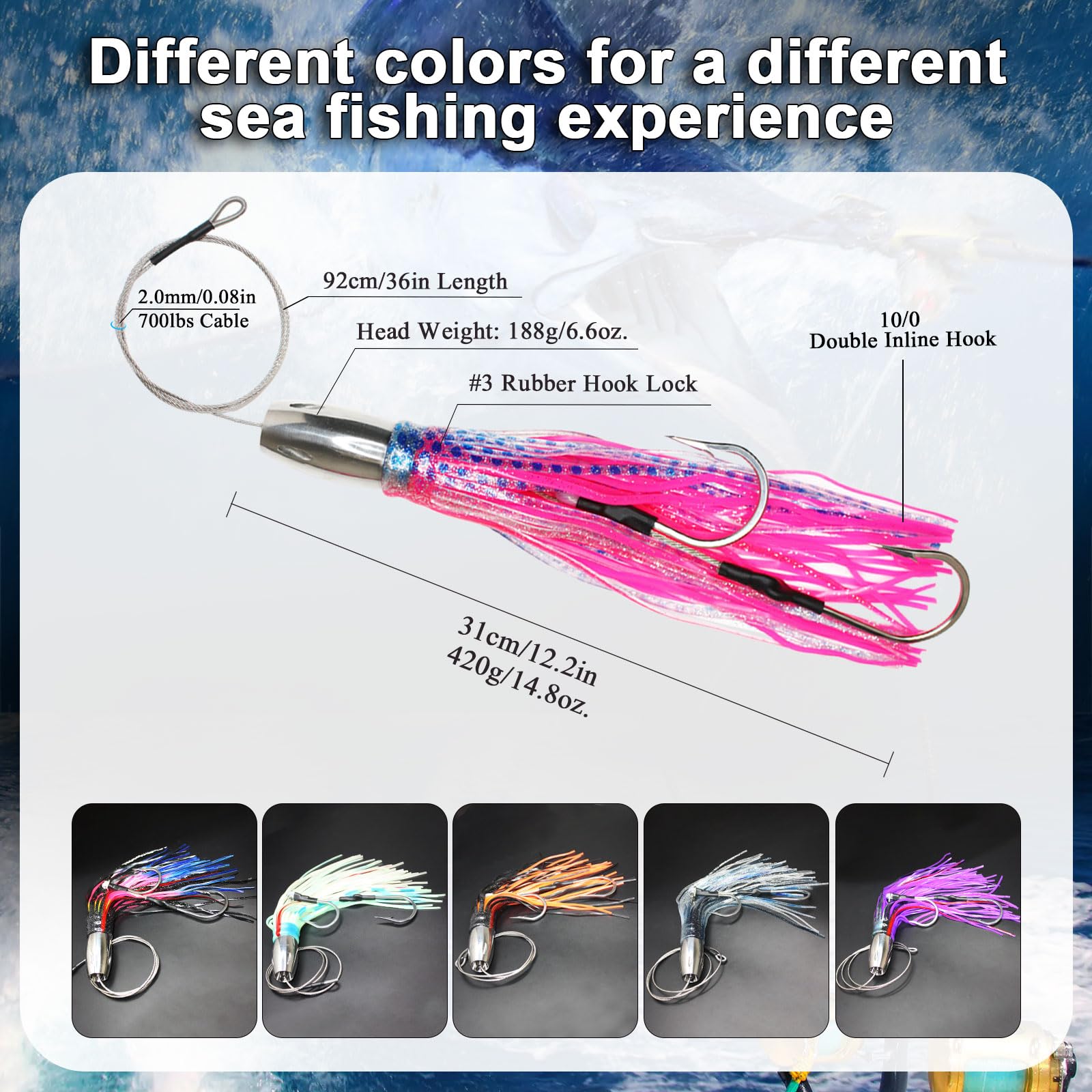 Viketech Offshore lure in action demonstrates offshore trolling potential for marlin, tuna, and wahoo