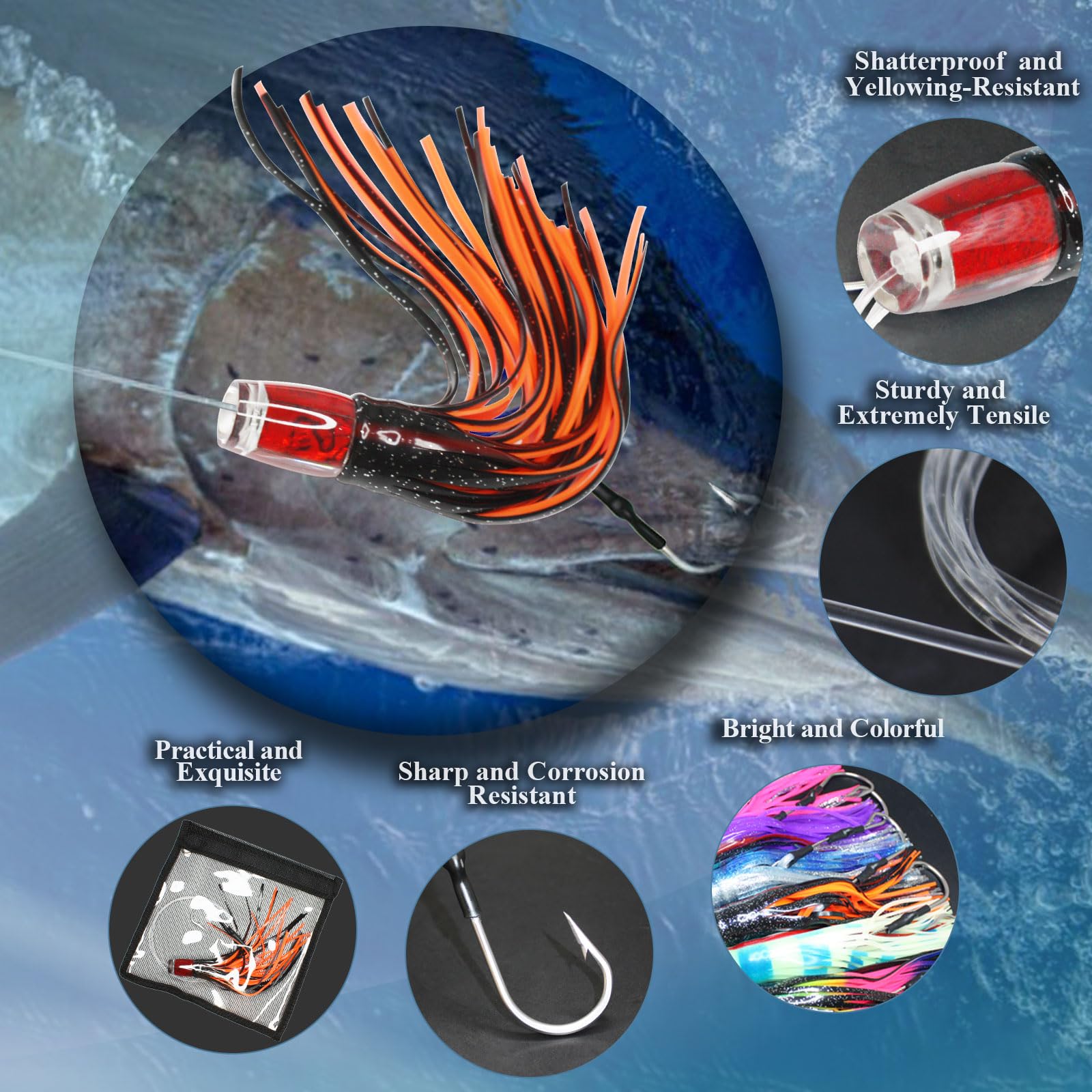 VIKETECH OFFSHORE waxed floss skirt in orange helps quick strikes.