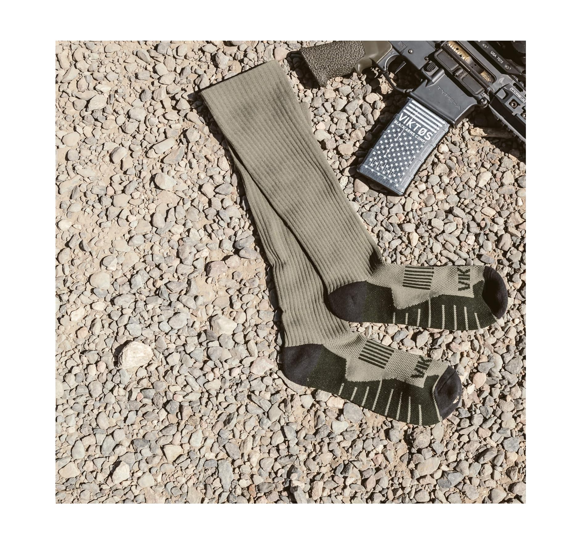 VIKTOS Johnny Combat sock shows moisture-wicking fibers for dryness
