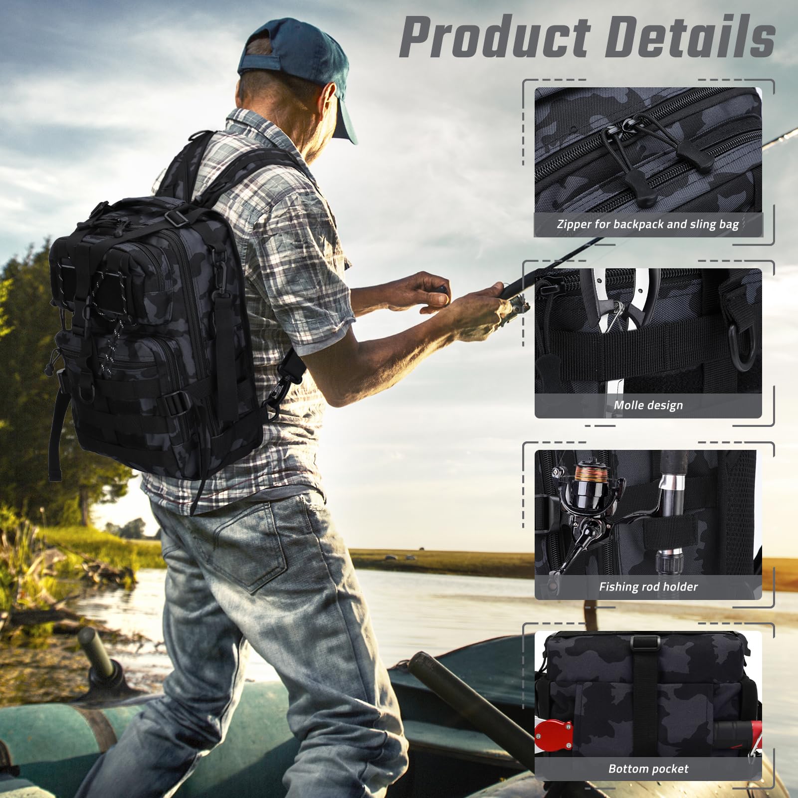 Vilante blue backpack bottle pocket keeps hydration within reach