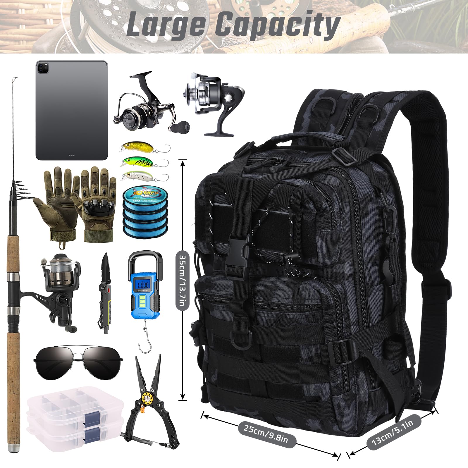 Vilante blue backpack with ergonomic shoulder straps for all day comfort