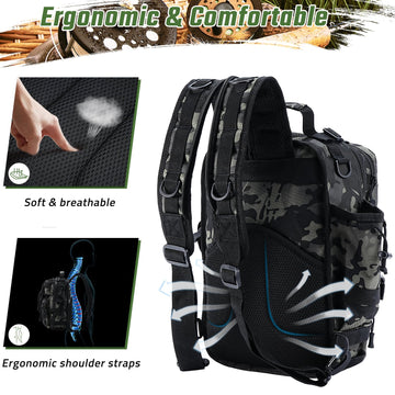 Vilante green tactical backpack convertible to shoulder bag style for versatility.