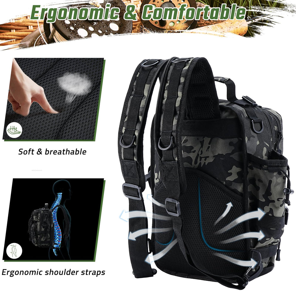 Vilante green tactical backpack convertible to shoulder bag style for versatility.