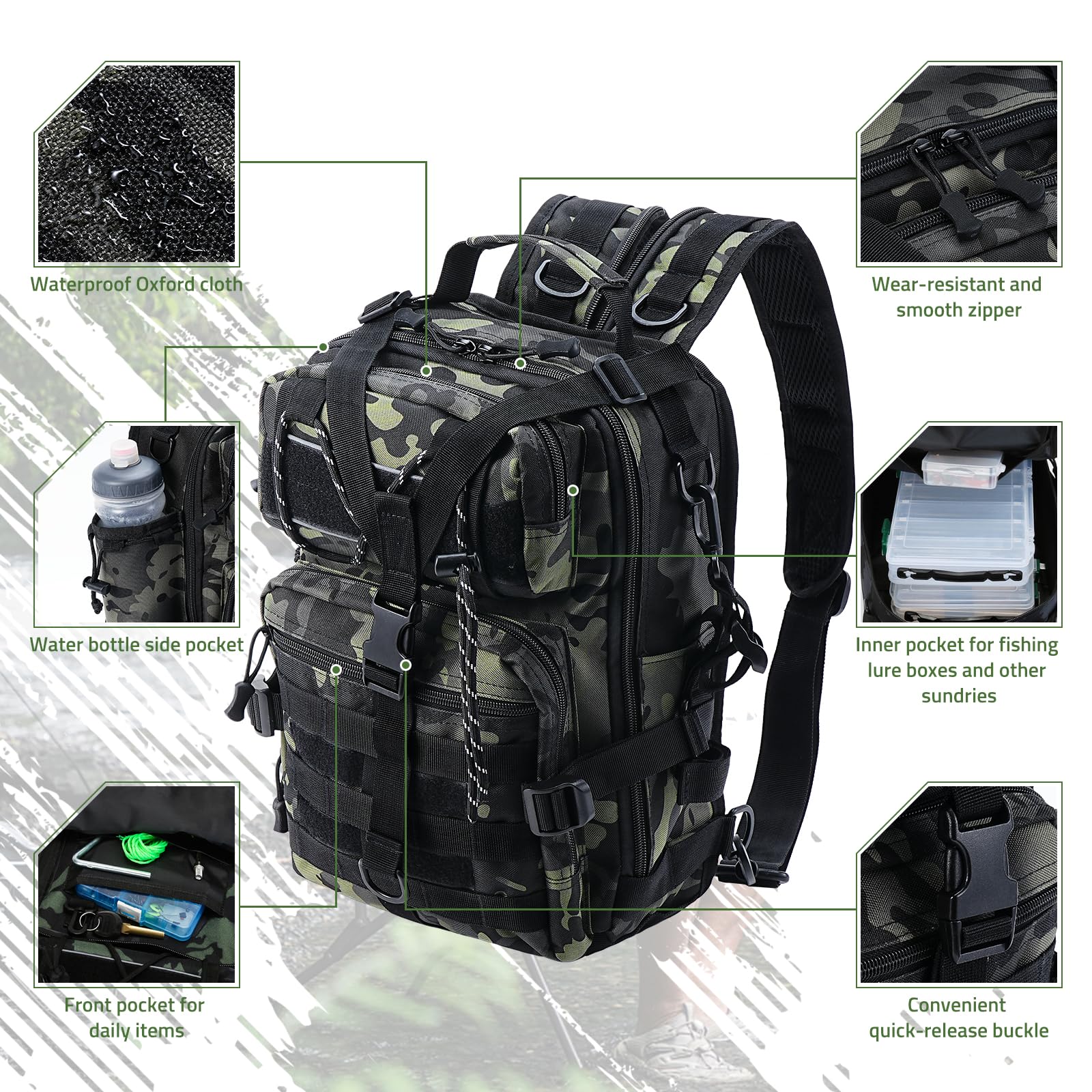 Vilante multi-compartment layout organizes rods, pliers, and clips efficiently.