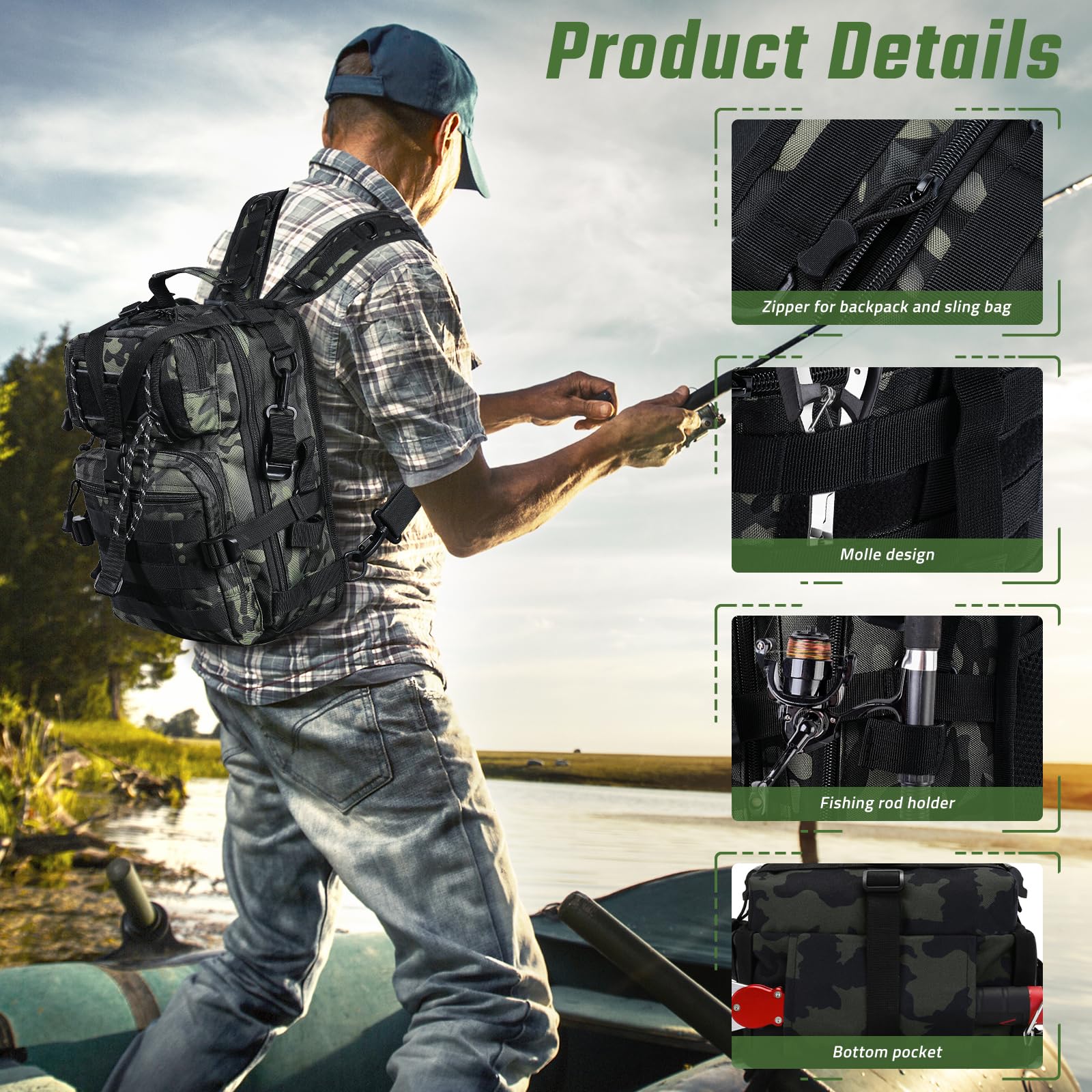Vilante back with Molle straps and D-rings enables modular gear setup.