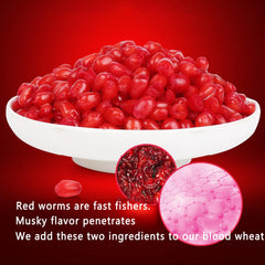 Product packaging displaying 1,000 grains of blood wheat claim