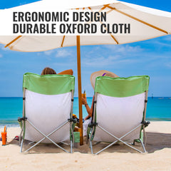 VILLEY beach chair carried in attached carry bag for travels and camping.