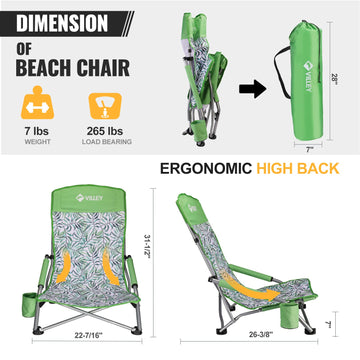VILLEY beach chair cup holder close-up showing convenient refreshment within reach.