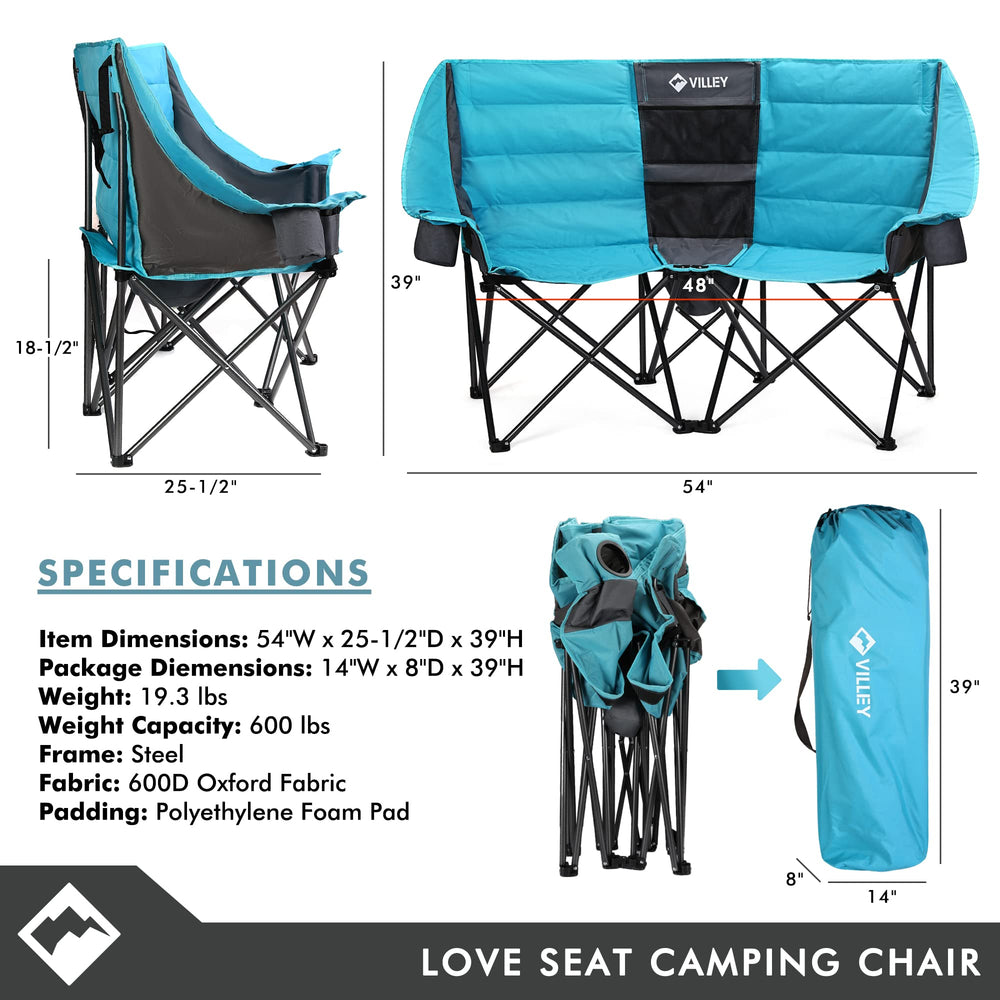 VILLEY heavy-duty steel frame emphasizes rugged support up to 600 lbs.