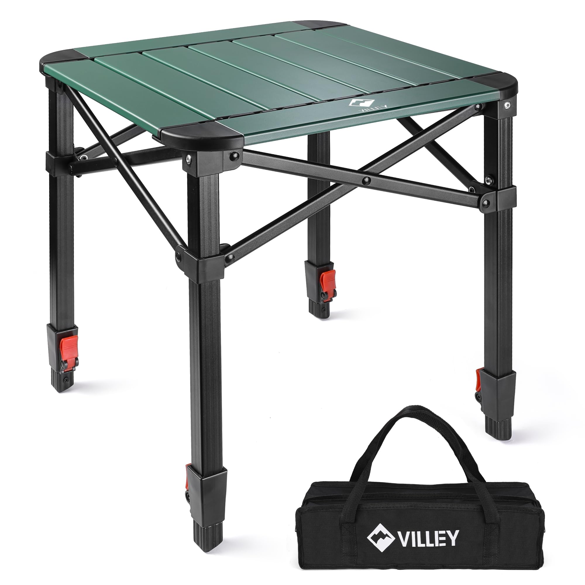 VILLEY folding camping square table folded in carry bag for easy transport