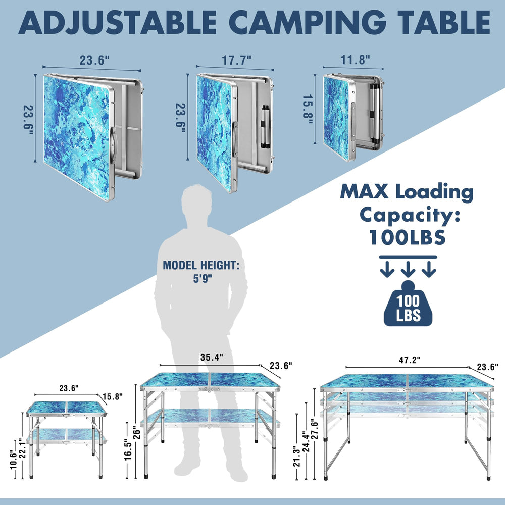 VILLEY folding camping table open setup outdoors ready to use