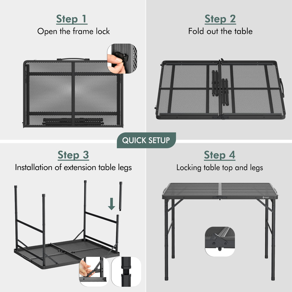 VILLEY Grill Table height options emphasize flexible dining and prep