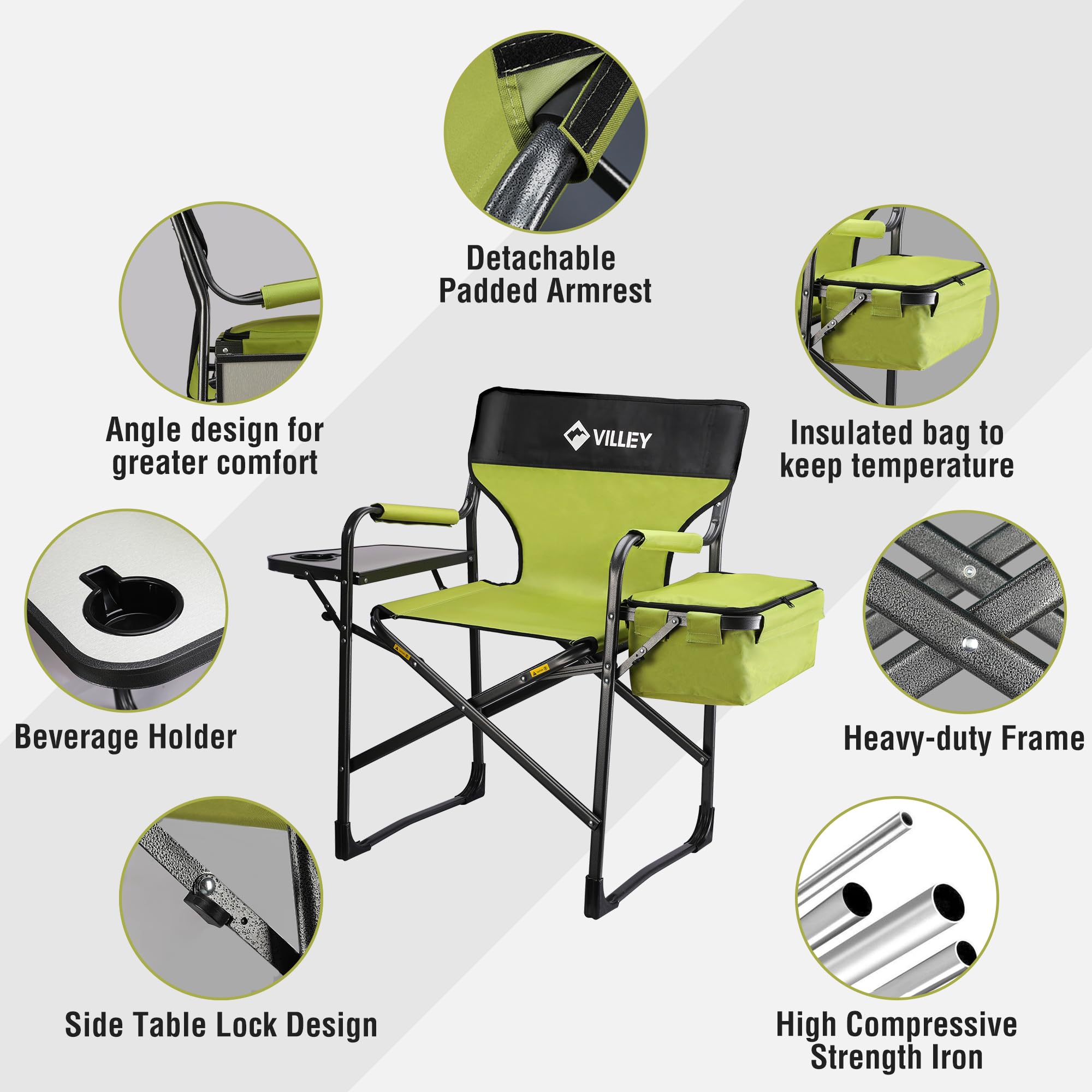 VILLEY iron-frame heavy-duty chair offers strong support outdoors.