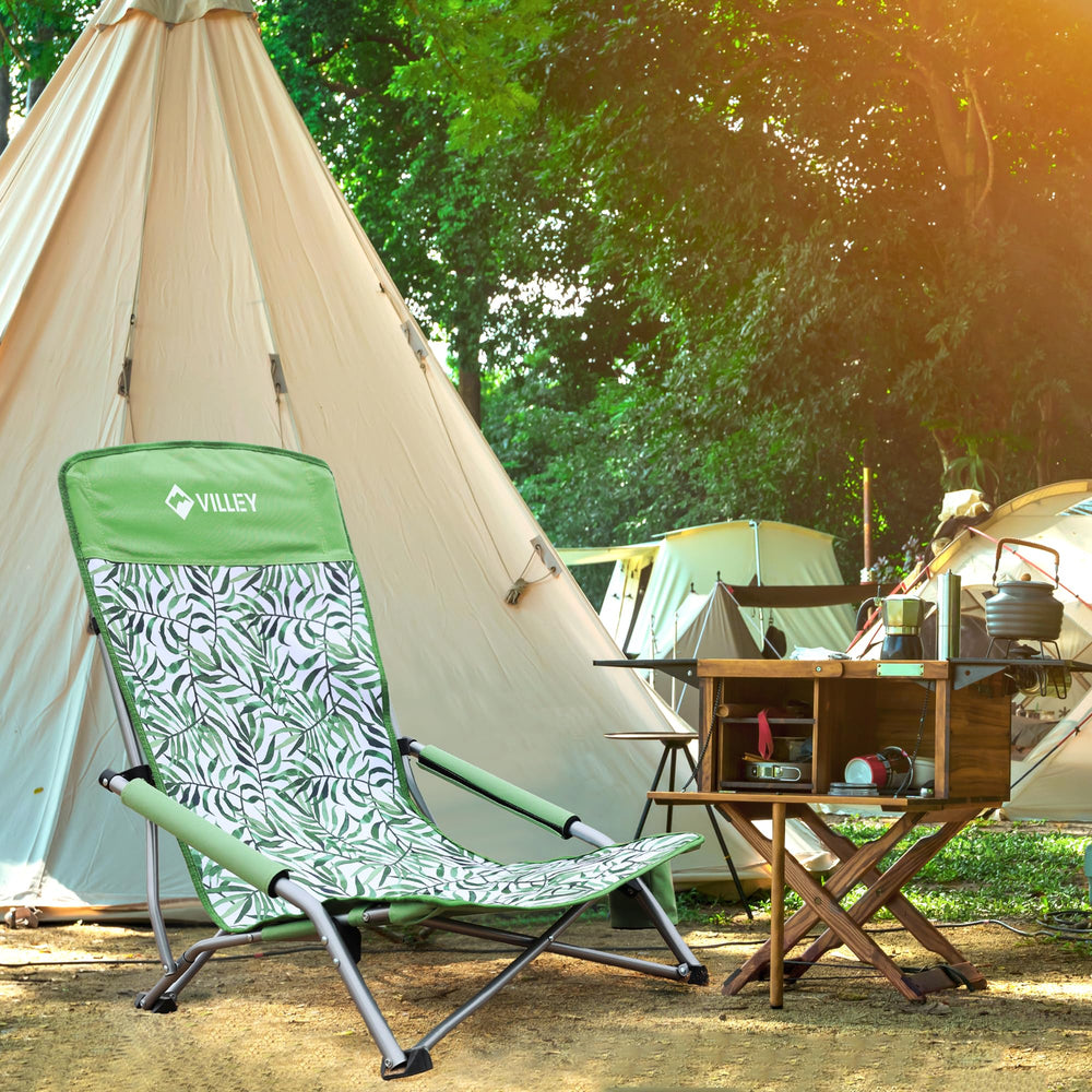 VILLEY low beach chair open with high back for comfortable outdoor seating.