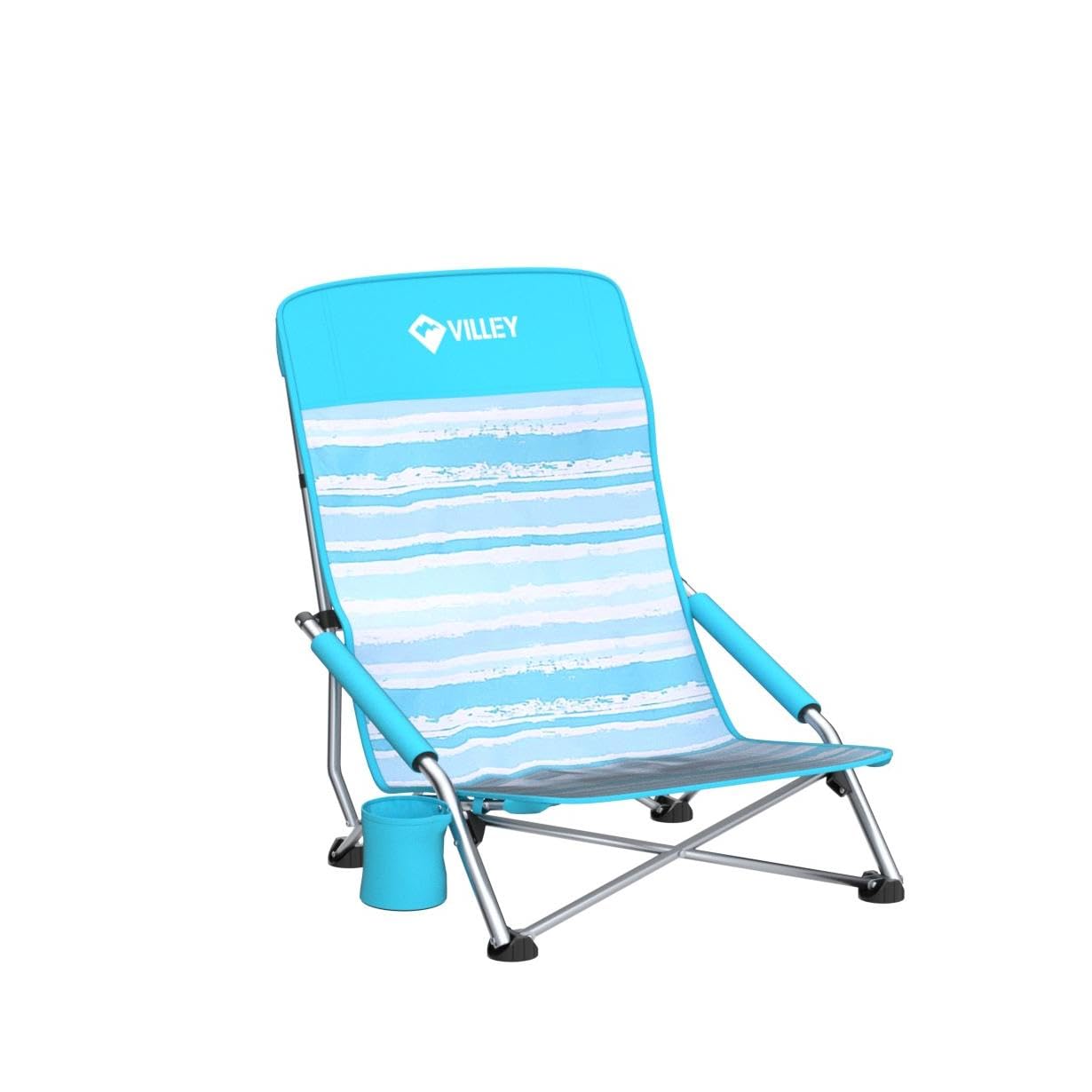Villey low beach chairs blue stripes carry bag enables quick transport