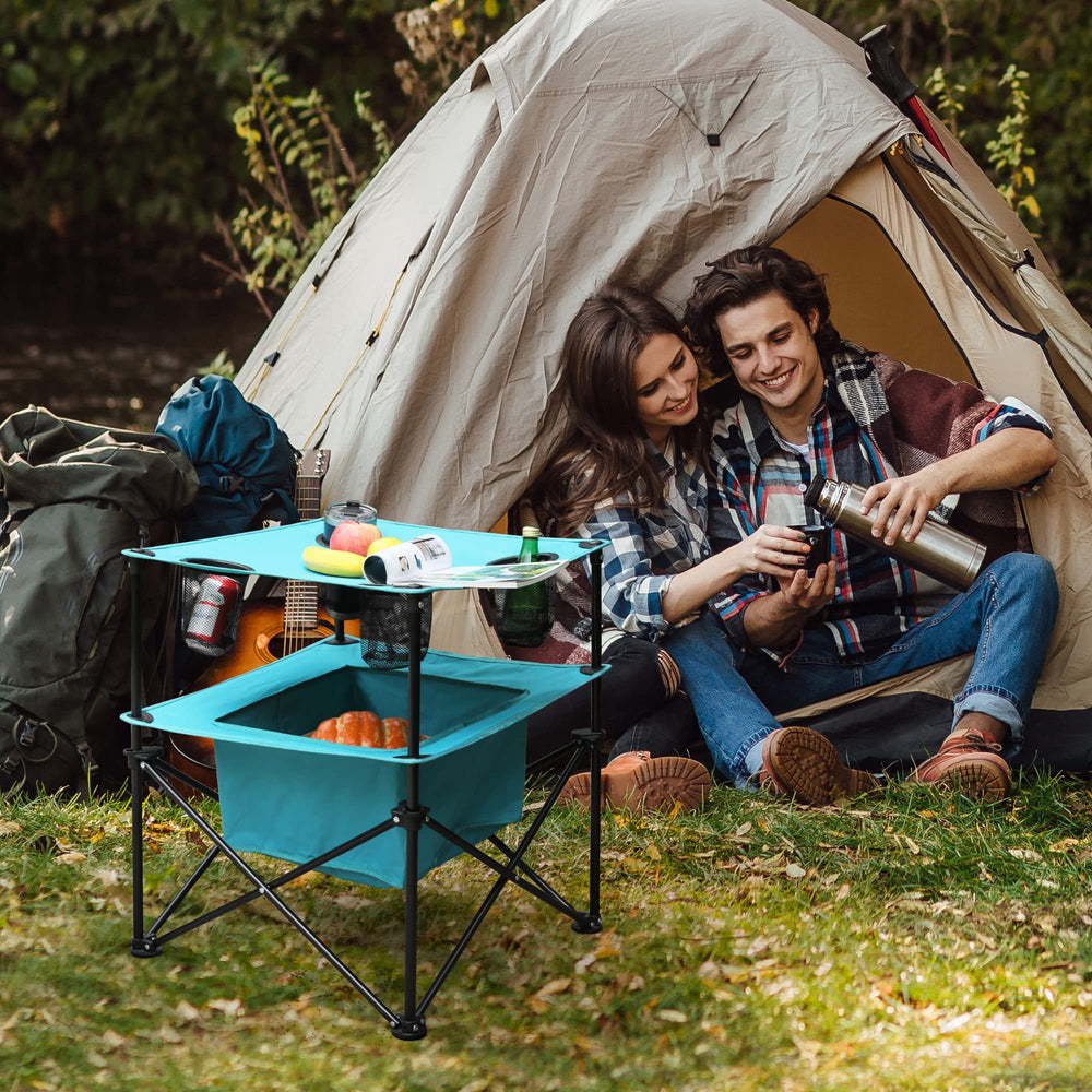 VILLEY portable camping table folded in bag demonstrates compact, easy transport