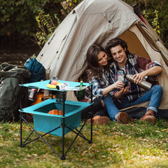 VILLEY portable camping table folded in bag demonstrates compact, easy transport
