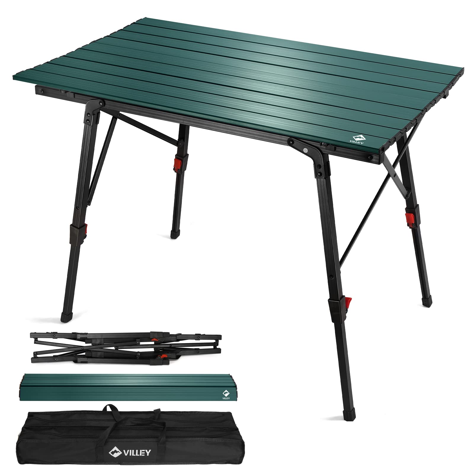 VILLEY portable camping table packaging shows compact setup for easy transport