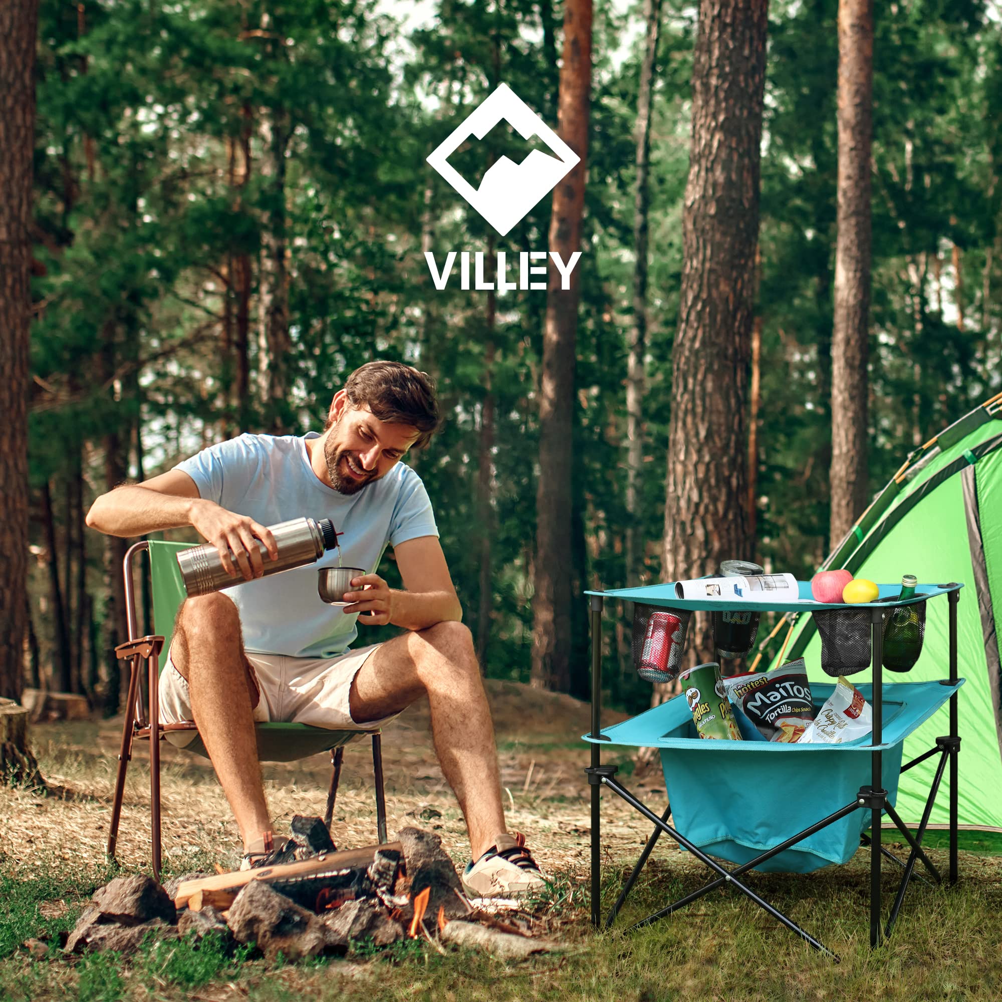 VILLEY portable camping table uses for beach picnics and travel