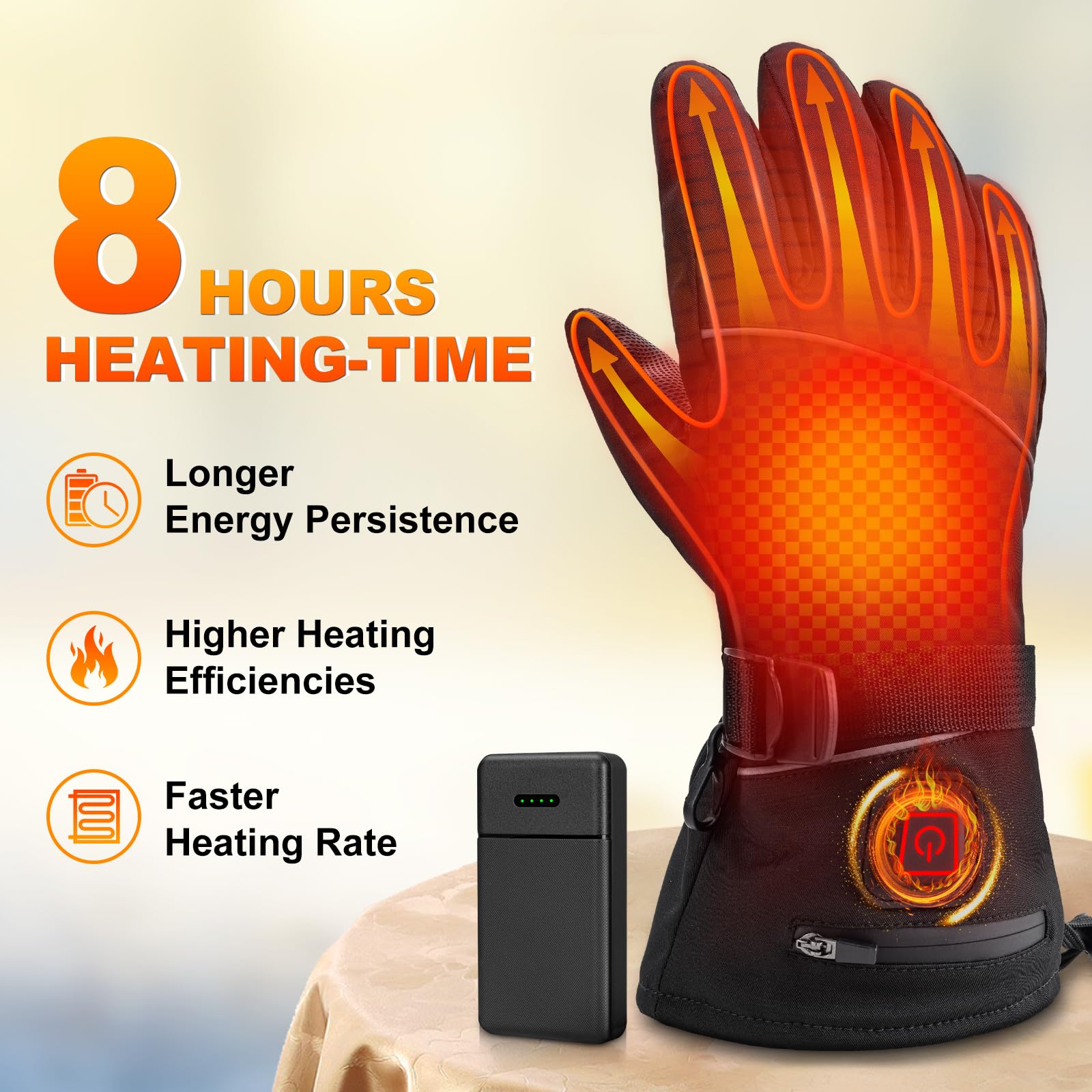 Vinderfine heated gloves support easy battery charging for extended warmth.