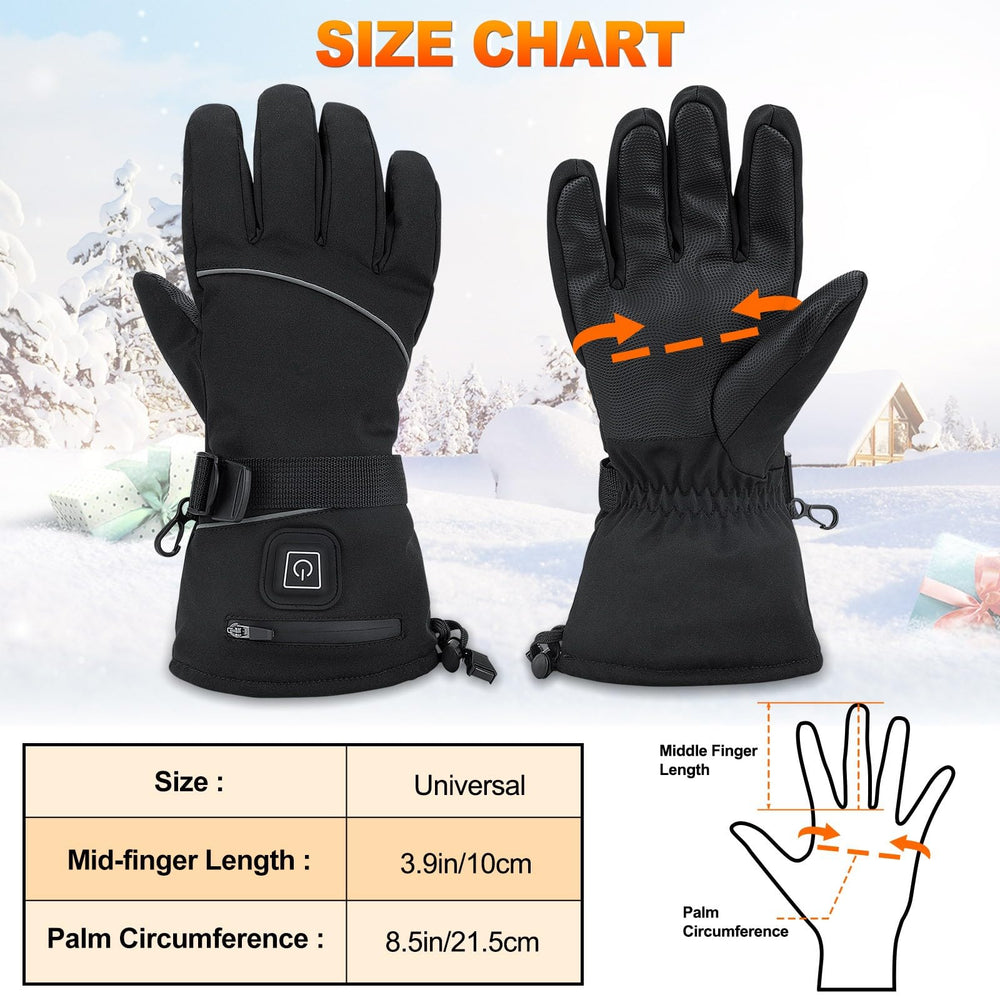 Vinderfine heated gloves have PU leather grip for secure handling in winter activities.