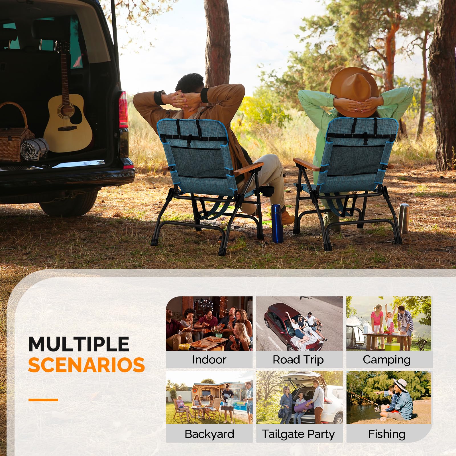 VINGLI camping chair on beach, showcasing portability.