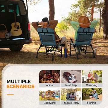 VINGLI camping chair on beach, showcasing portability.