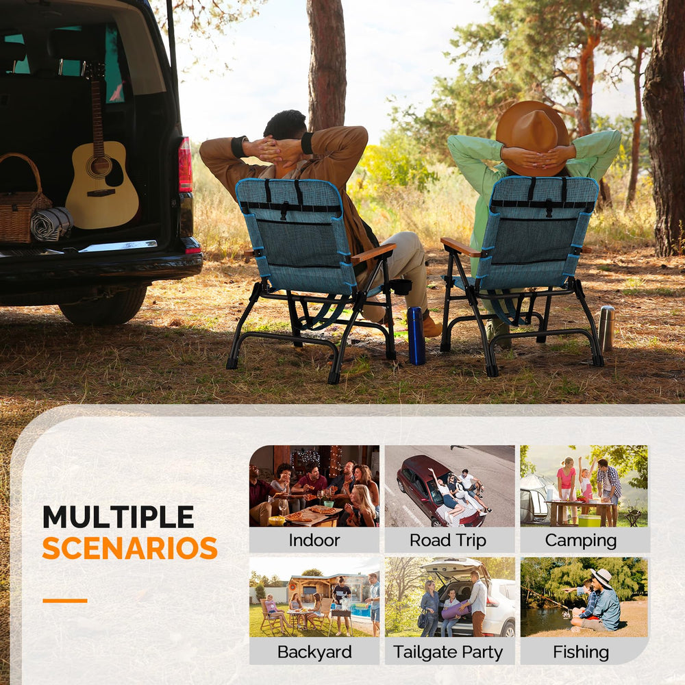VINGLI camping chair on beach, showcasing portability.