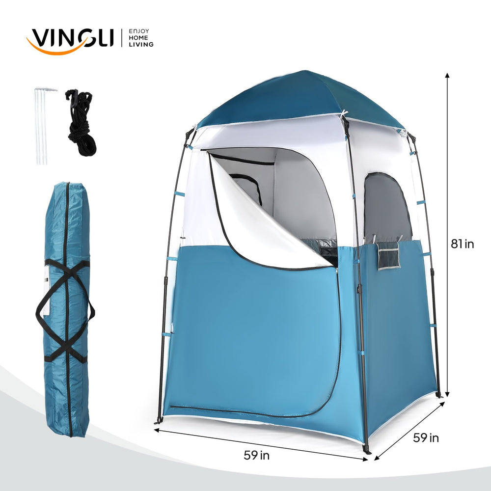VINGLI 6.8ft shower tent packaged size demonstrates easy portability and storage.