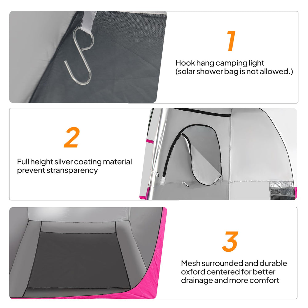 VINGLI tent with storage pockets and clothesline for organization.