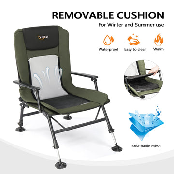 VINGLI adjustable legs help stabilize the chair on soft ground.