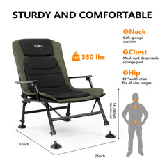 VINGLI back-padded seat with mesh back enhances comfort and breathability on hot days.