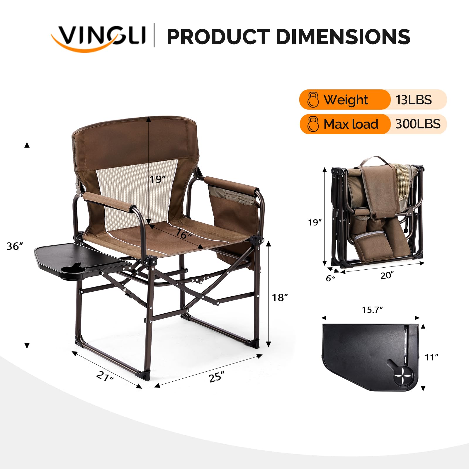 VINGLI 21 by 25 inch seat for roomy comfort