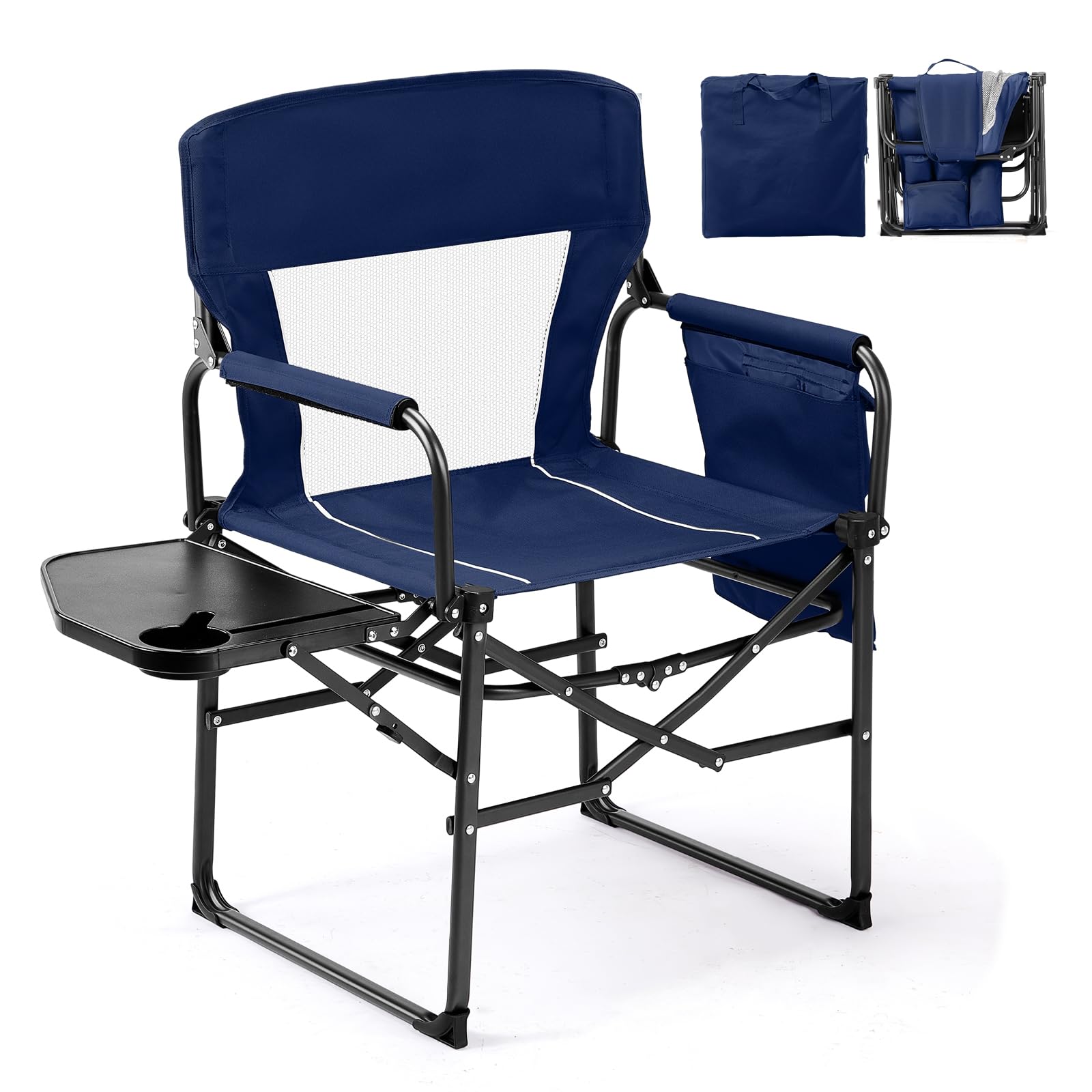VINGLI camping chair with director design and side table for convenient outdoor seating.