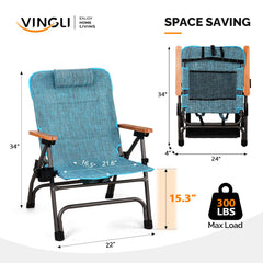 VINGLI chair with shoulder straps, easy-to-carry for hiking or camping.