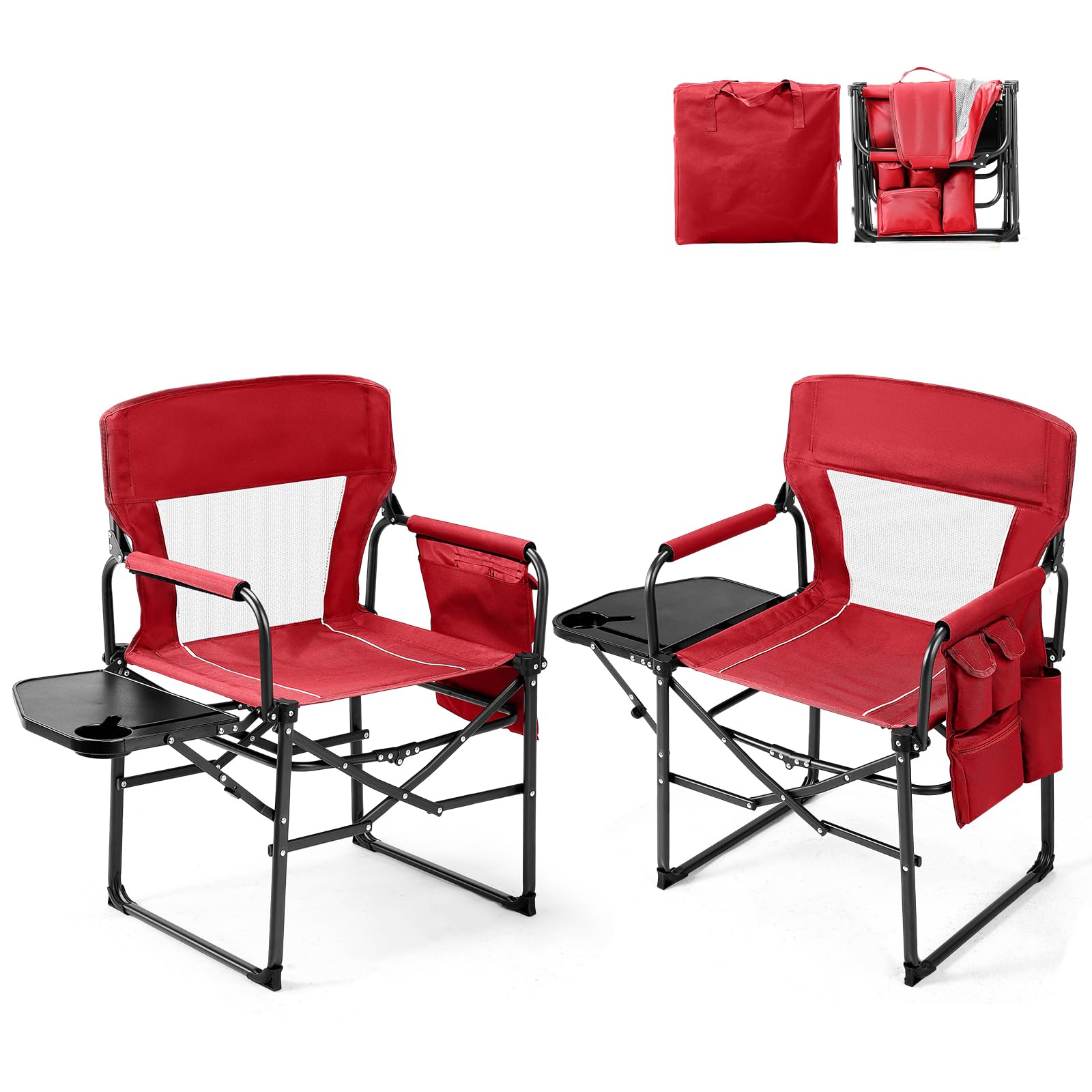 VINGLI camping chair with side table and cup holder for outdoor use