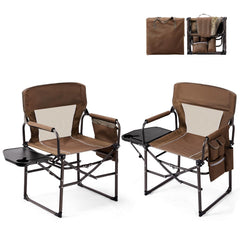 VINGLI camping chair with side table and cup holder for convenient outdoor snacking
