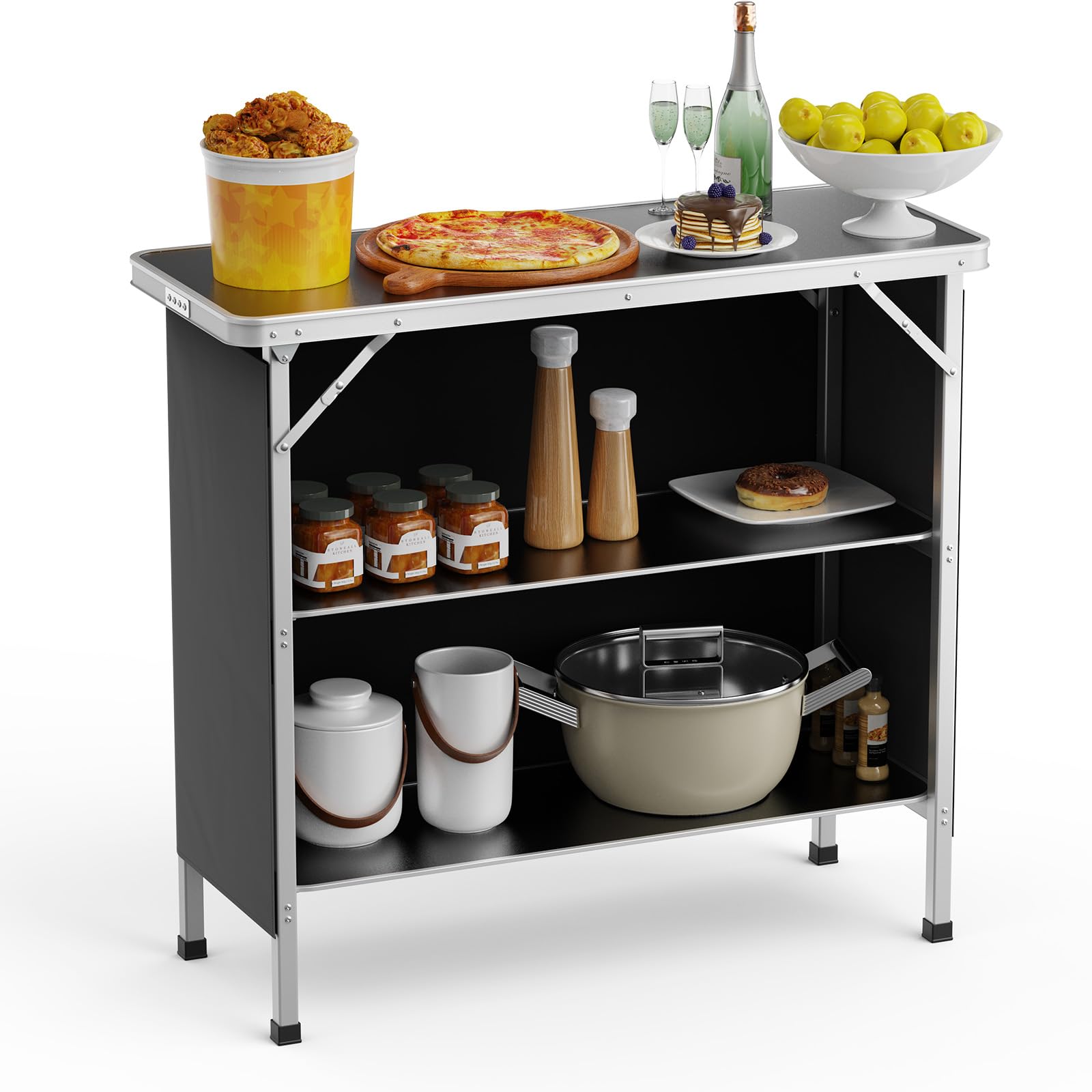VINGLI camping table top view shows large surface for prep and serving outdoors.