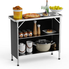 VINGLI camping table top view shows large surface for prep and serving outdoors.