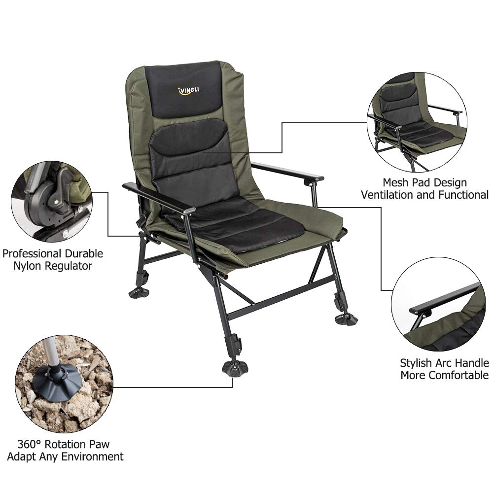 VINGLI foldable camping chair with carry bag for easy transport