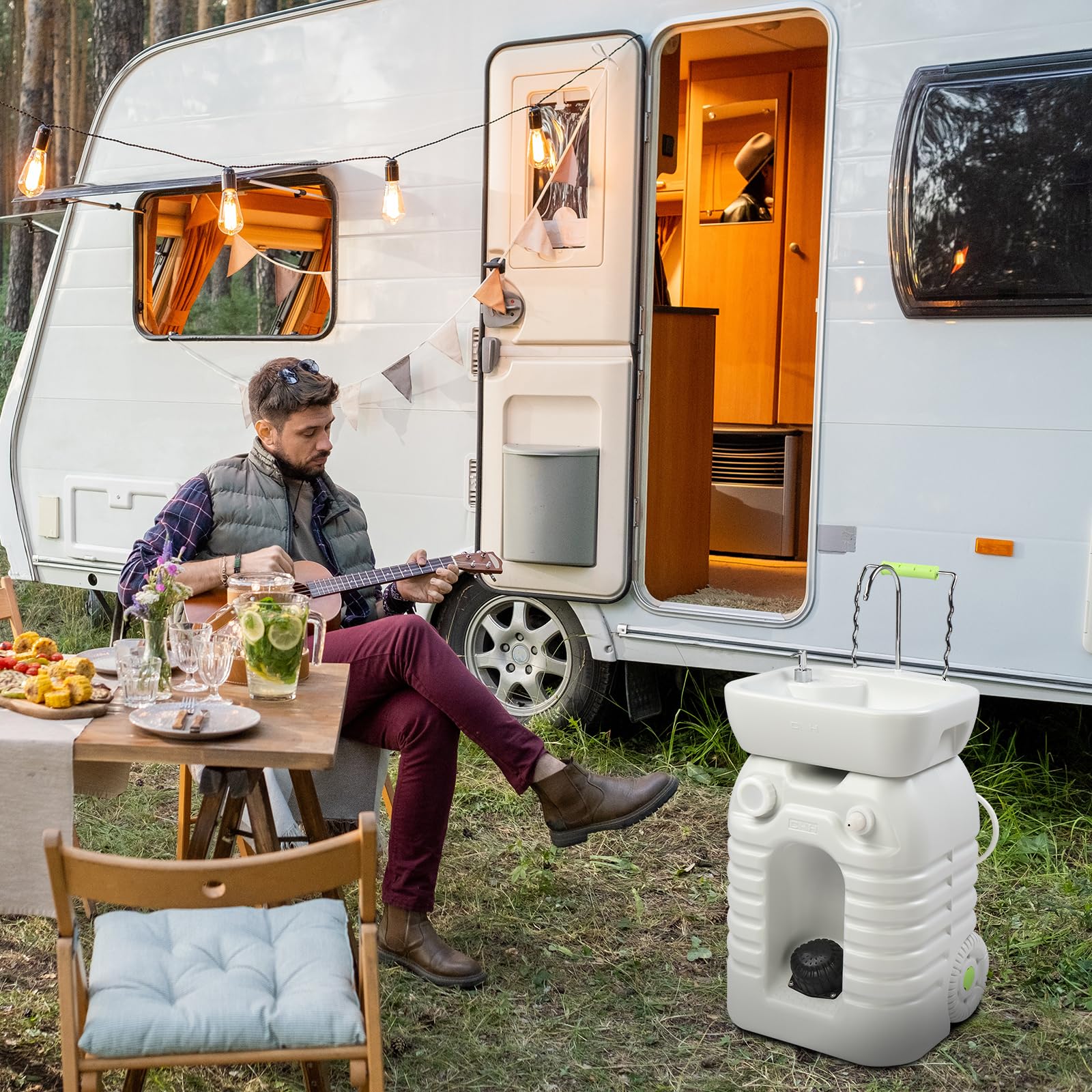 VINGLI outdoor portable sink ready for garden, camping, or RV use