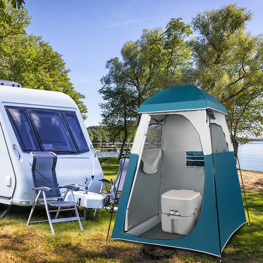 VINGLI portable shower tent with carrying bag for easy transport.