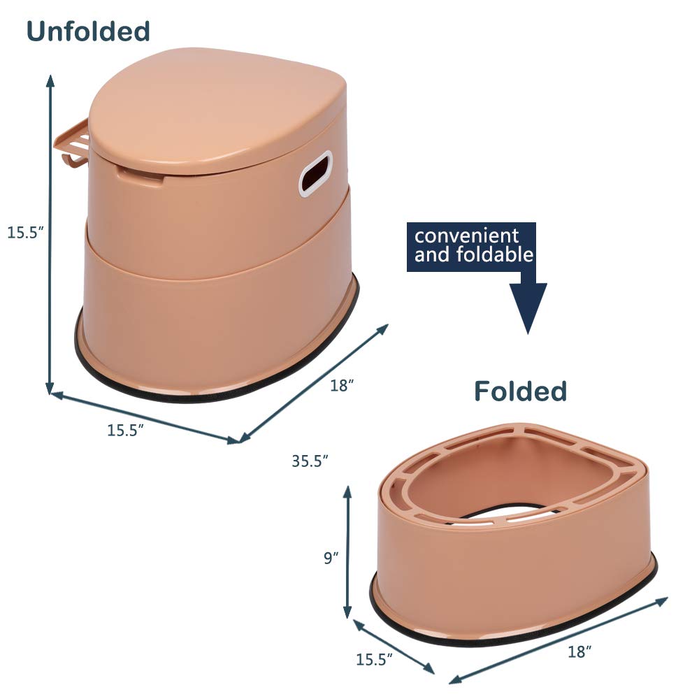 VINGLI portable toilet with 18-inch seat for adult comfort on trips