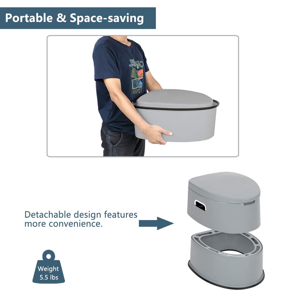 VINGLI portable toilet with removable paper holder for convenient tissue access.