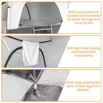 VINGLI shower tent stabilizing ground nails and ropes resist wind