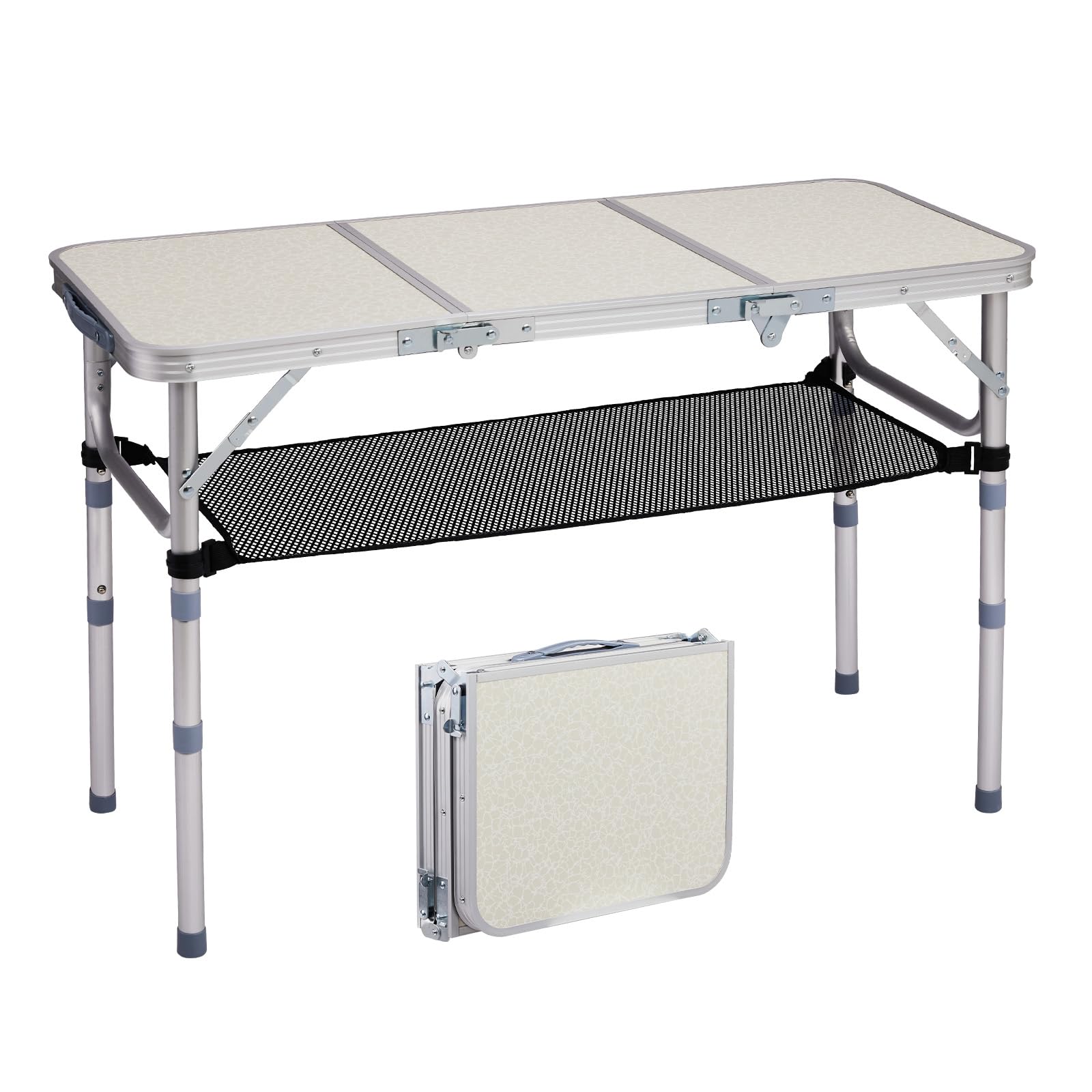 VINGLI small folding-table top with 3 adjustable heights for camping and picnics