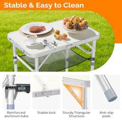 VINGLI table aluminum frame for durable field use.