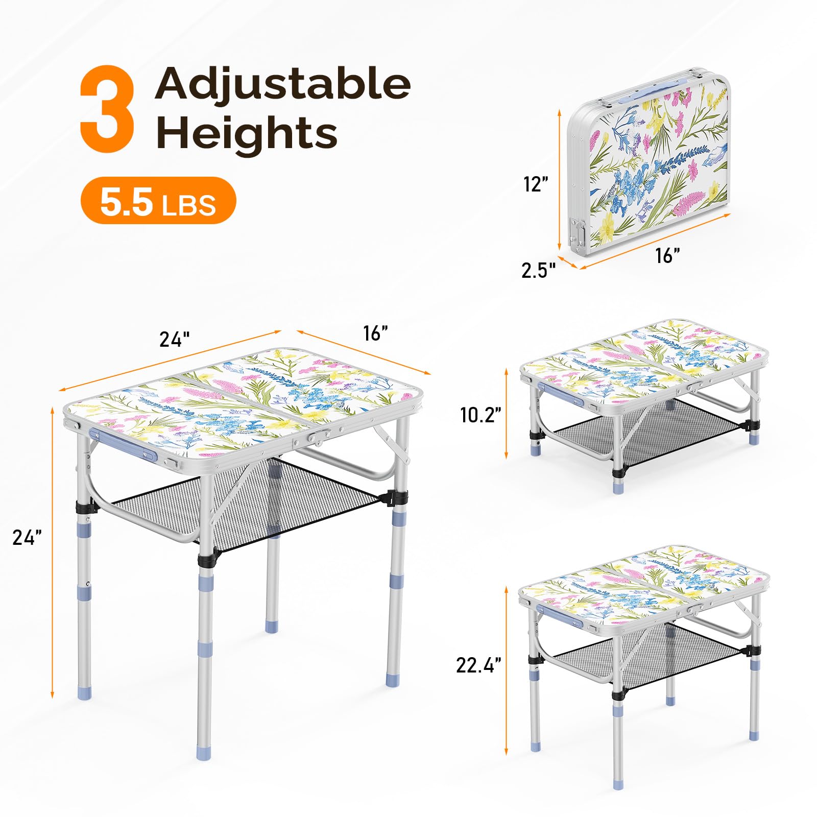 VINGLI small folding table on beach scene, ideal for meals.