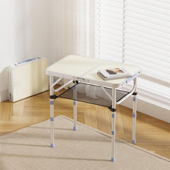 VINGLI folding table folded with carry handle for easy portability.