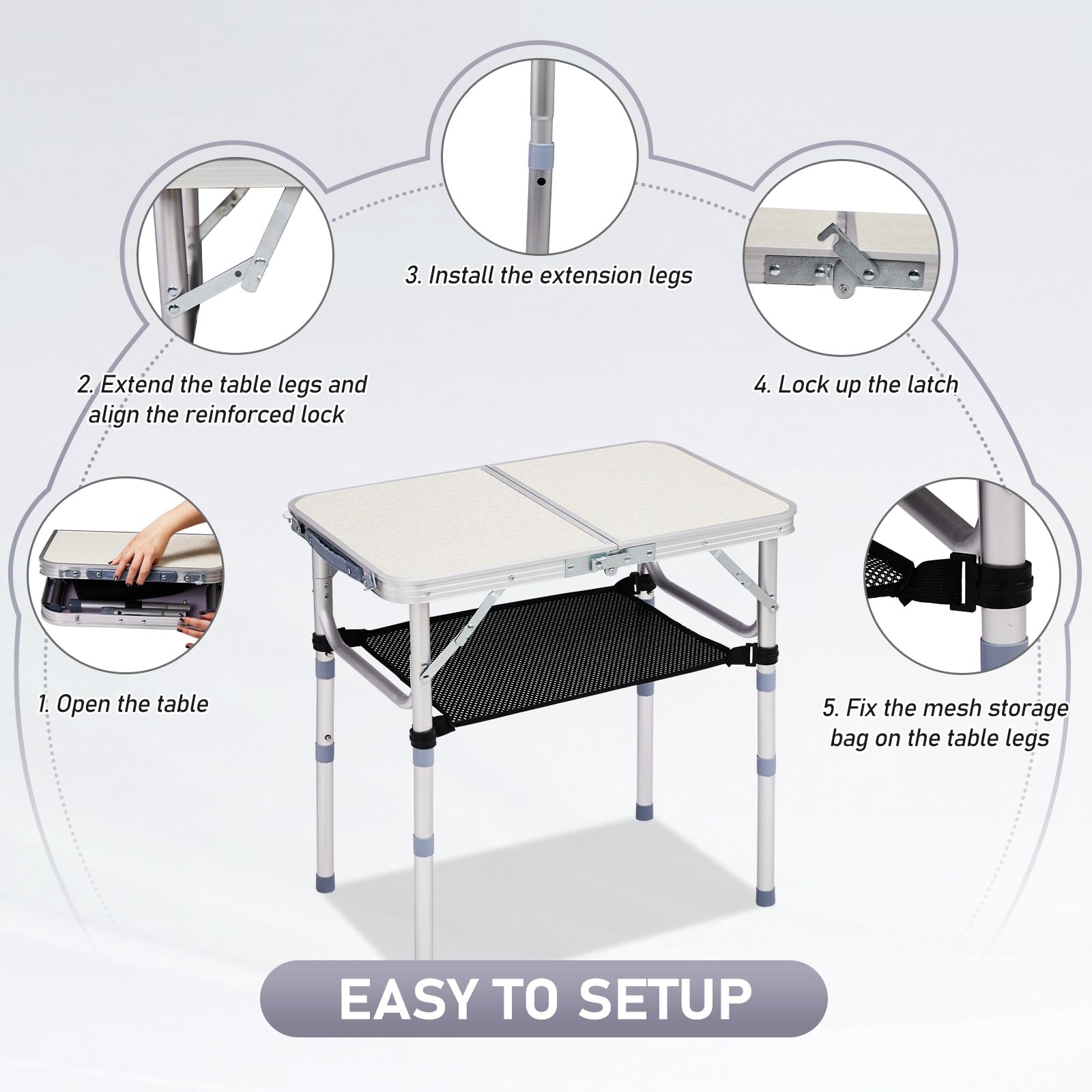 VINGLI table lightweight design supports up to 70 lbs.
